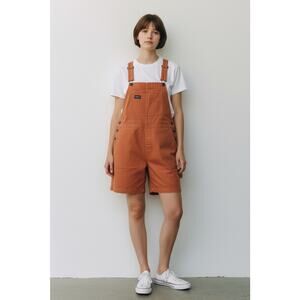 Wildfang Essential Shortalls Orange Overall Shorts Adjustable Unisex XS NWT